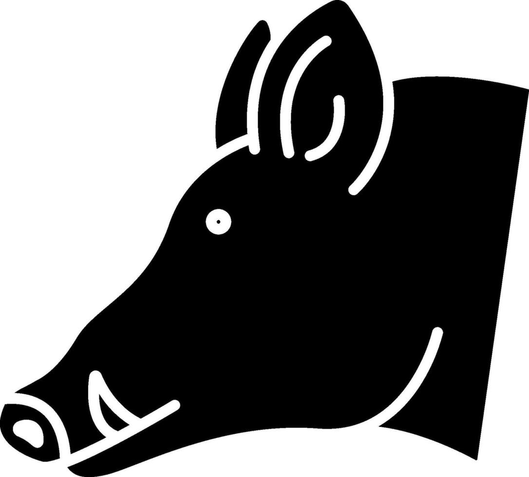 A black and white silhouette of a pig head vector