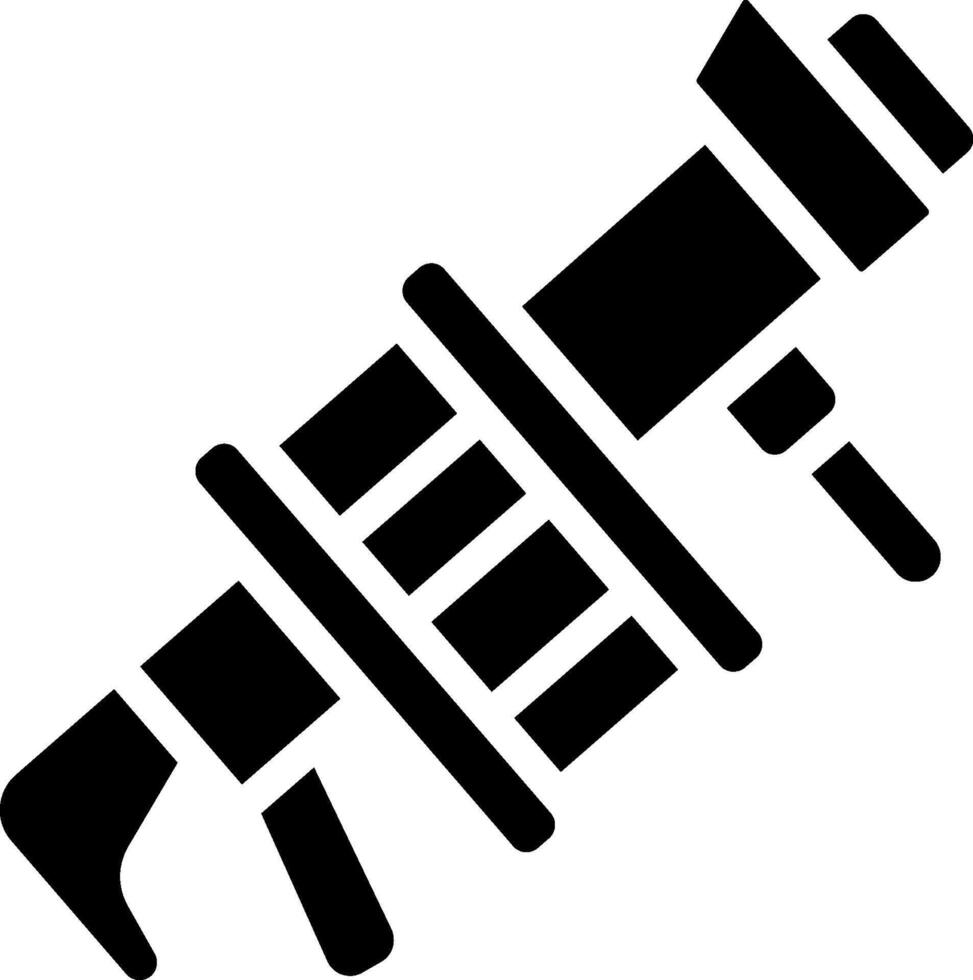 A black and white icon of a wrench vector