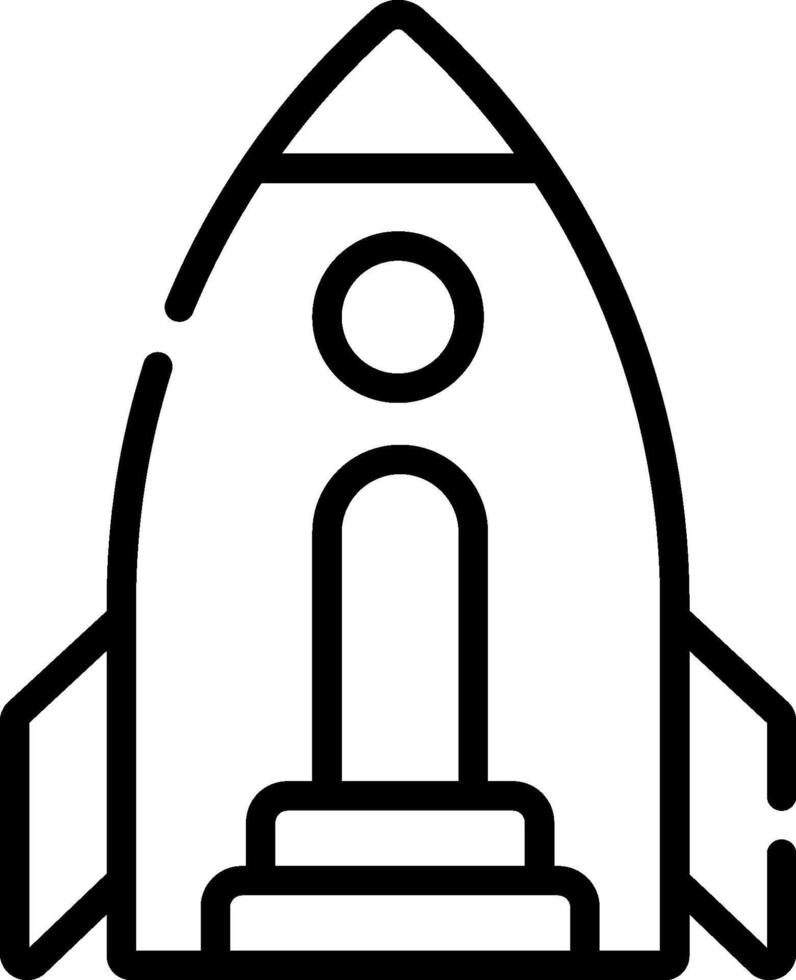 A black and white illustration of a rocket ship vector
