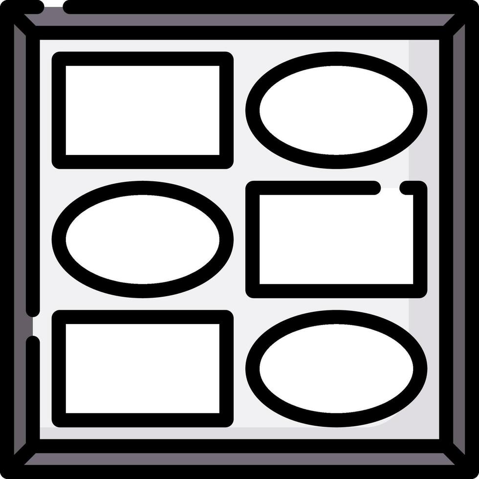 A square box with four different shapes inside vector
