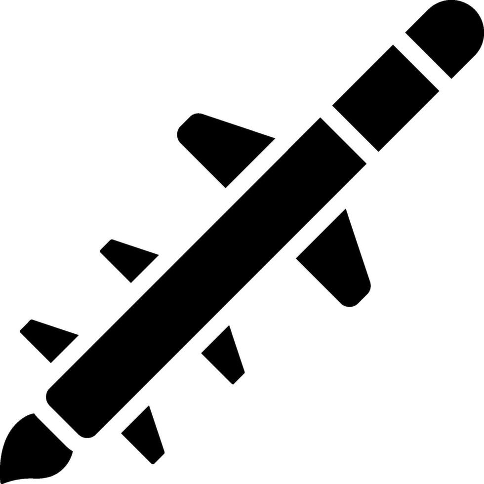 A black and white icon of a missile vector