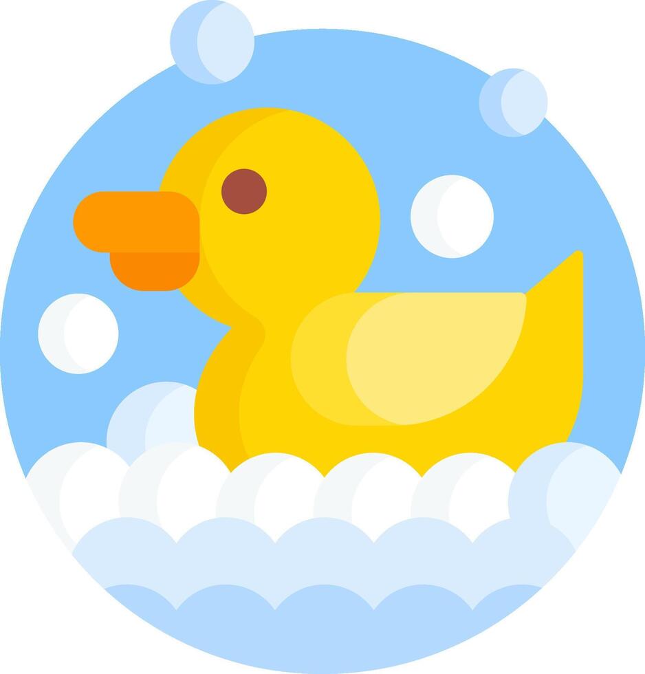 A yellow rubber duck floating in a bubble bath vector
