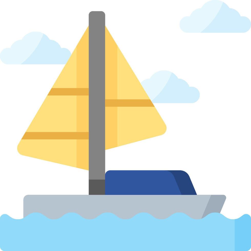 A sailboat floating in the ocean with a yellow sail vector