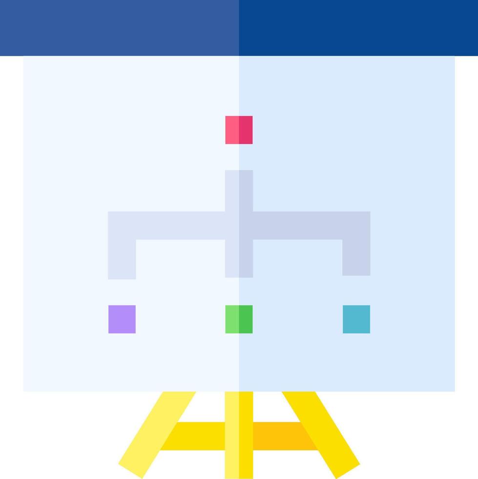 A whiteboard with a blue background and a blue square vector