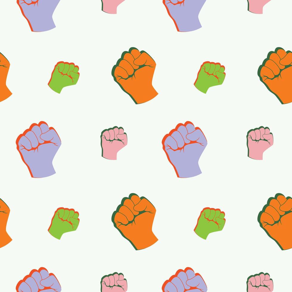 Worker Fist Hand Expression Pattern Seamless Design vector