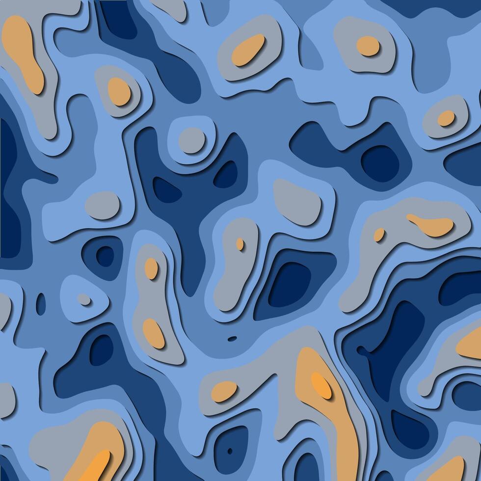 A blue and orange pattern with many different shapes vector