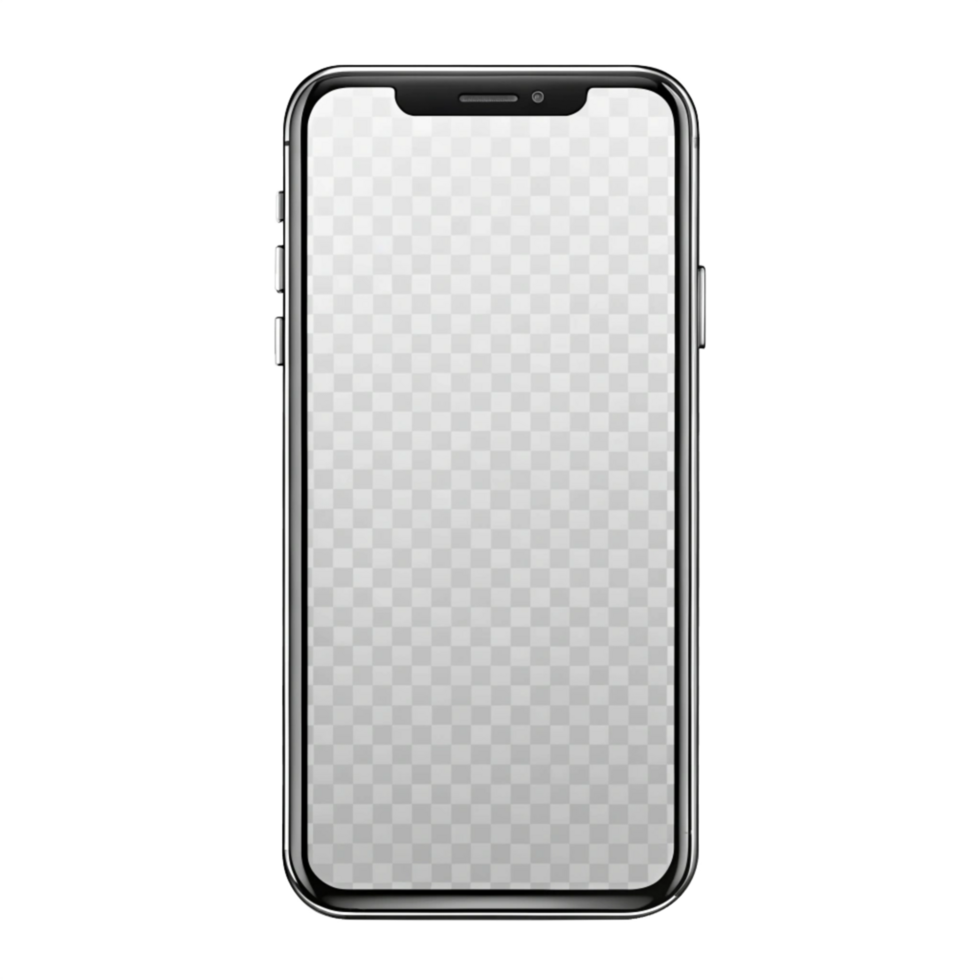 Mobile modern frameless with blank screen isolated. png