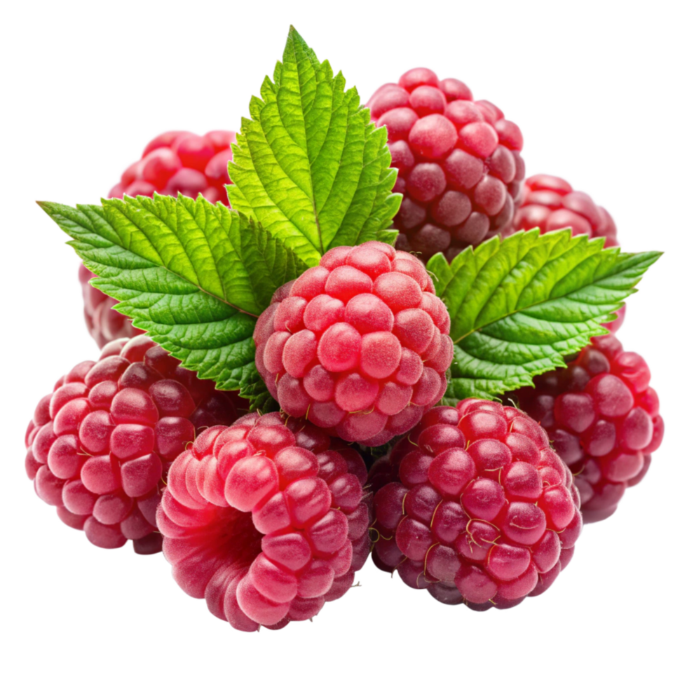 Ripe group of raspberries fruit-isolated png