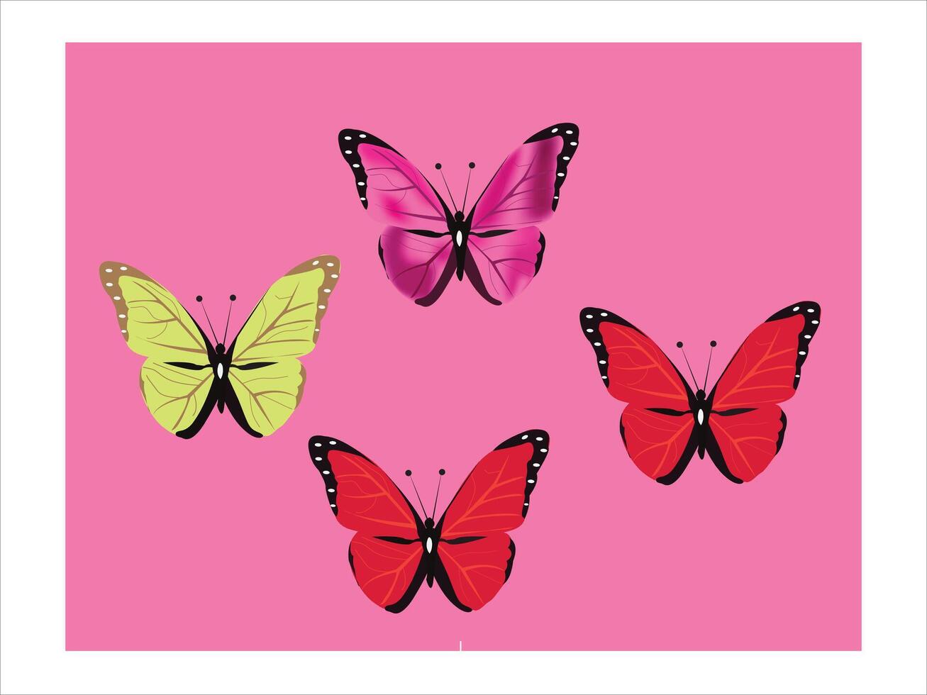 Red butterflies illustration vector