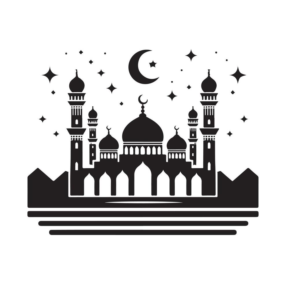 Islamic mosque silhouette illustration vector