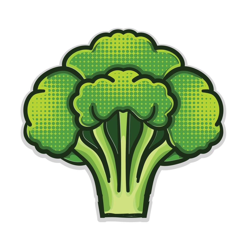 Broccoli halfton style hand drawing illustration design vector