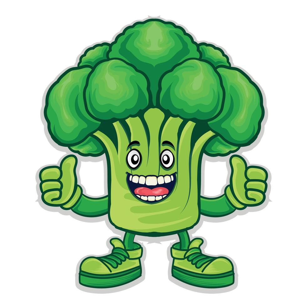 Broccoli character hand like sing illustration. vector