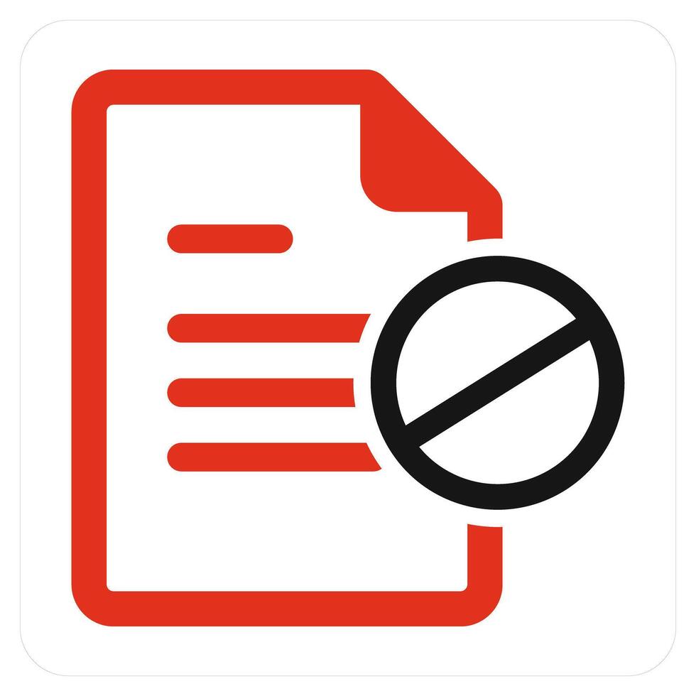 Document Prohibited and prohibited icon concept vector