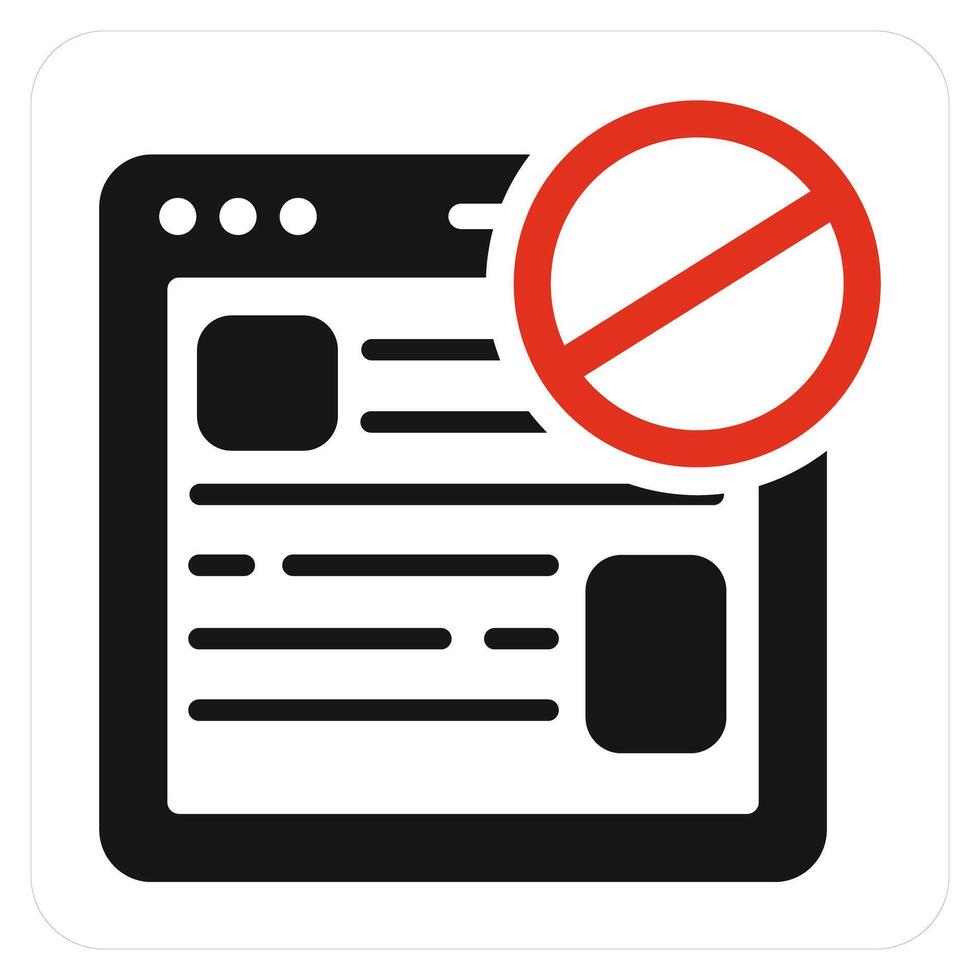 Webpage Prohibited and prohibited icon concept vector