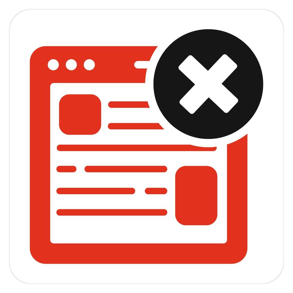 Wrong Webpage and cross icon concept vector