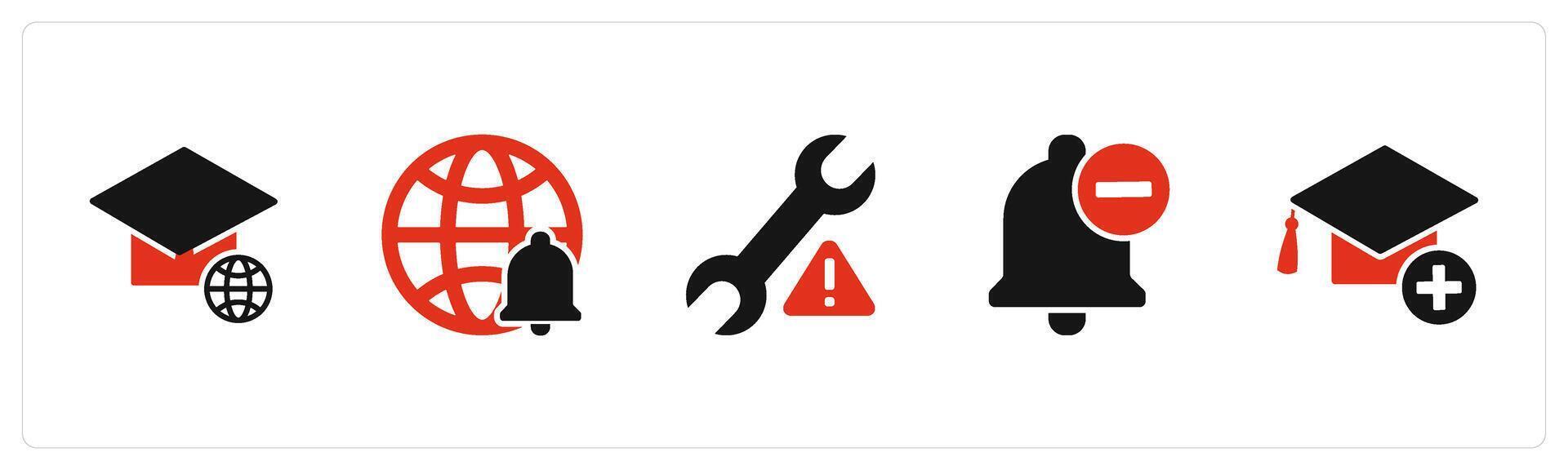 A set of 5 Contact icons as global study, global message, optimization vector