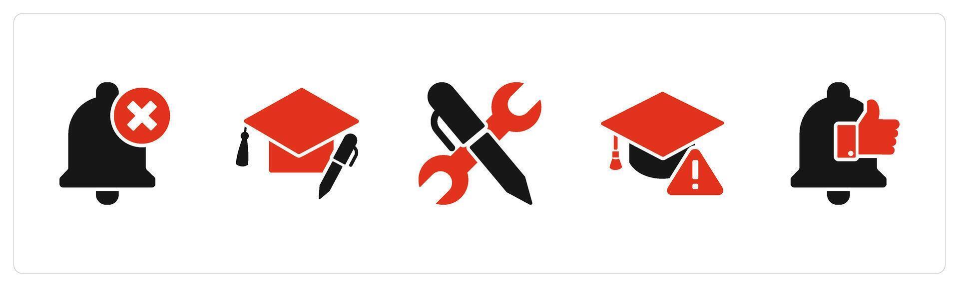 A set of 5 Contact icons as wrong notification, edit education, edit setting vector