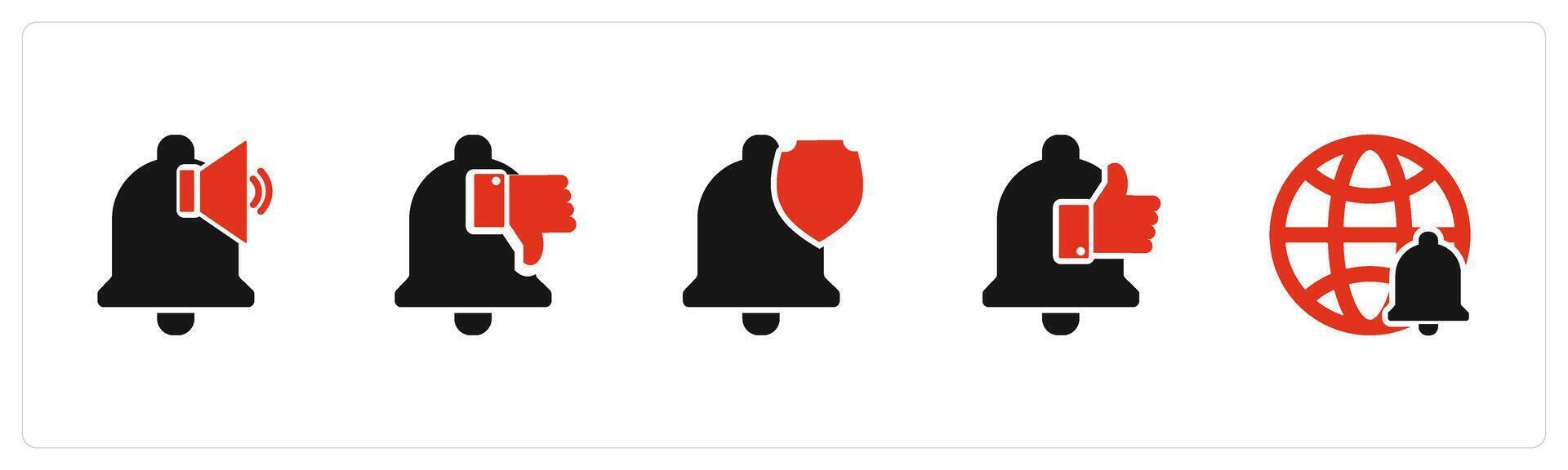 A set of 5 Contact icons as notification, dislike notification, security vector