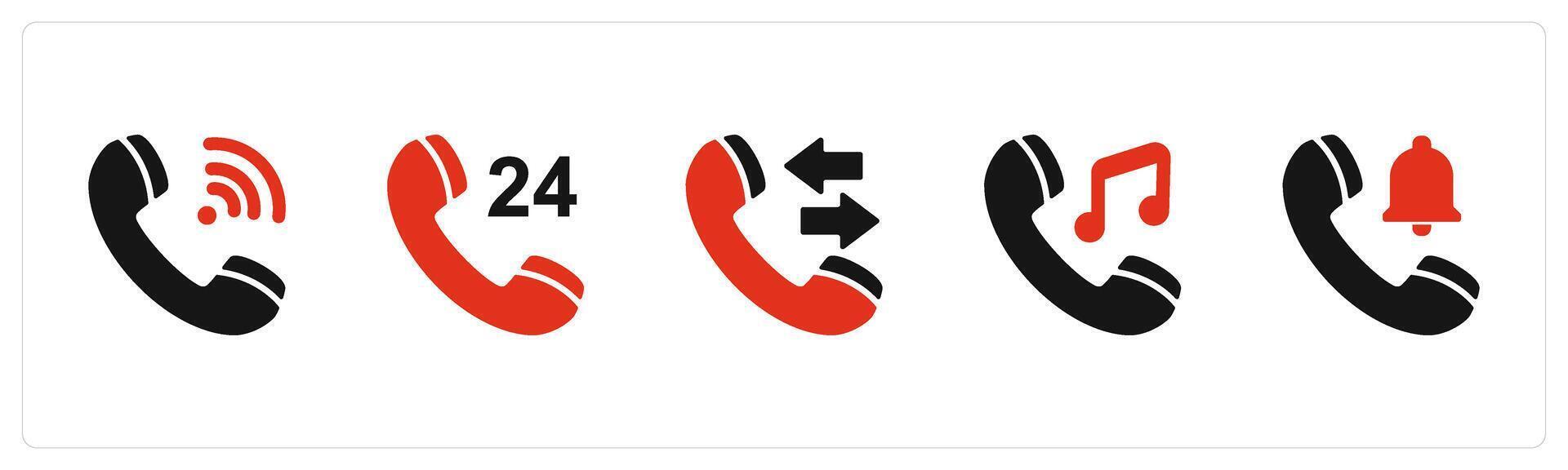A set of 5 Contact icons as wifi call, 24x7 call, synchronize call vector