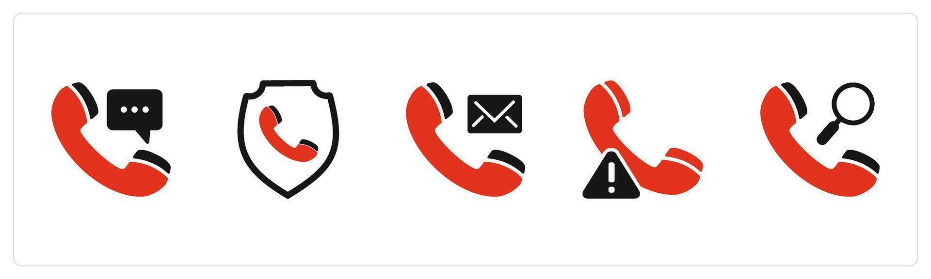 A set of 5 Contact icons as call message, call security, call message vector
