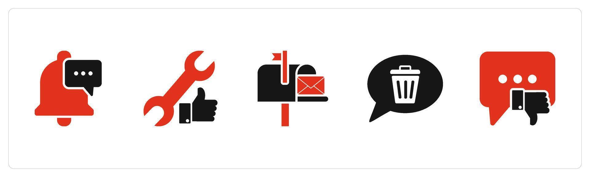 A set of 5 Contact icons as message notification, like settings, post card vector