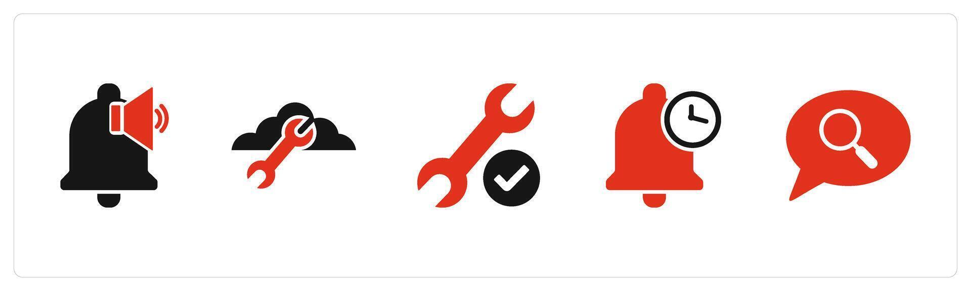 A set of 5 Contact icons as notification, cloud setting, repair vector