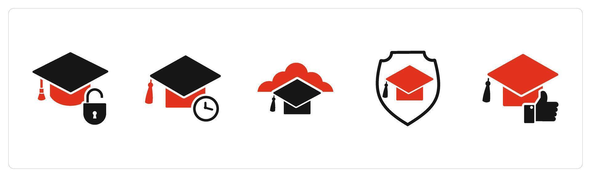 A set of 5 Contact icons as education security, study time, cloud education vector
