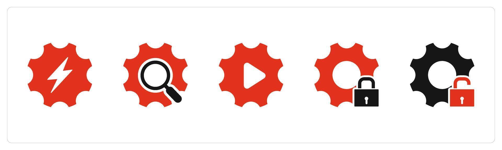 A set of 5 Contact icons as setting, setting search, setting vector
