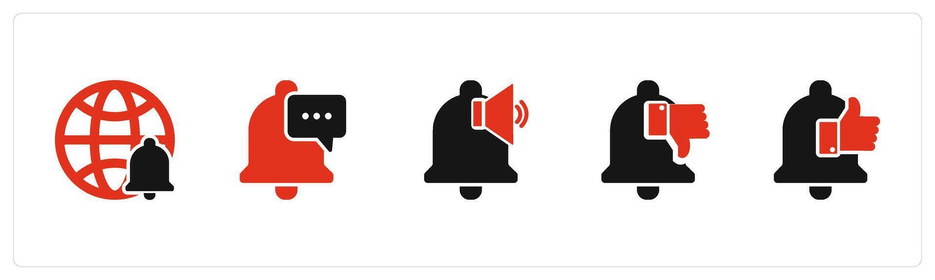 A set of 5 Contact icons as global message, message notification, notification vector