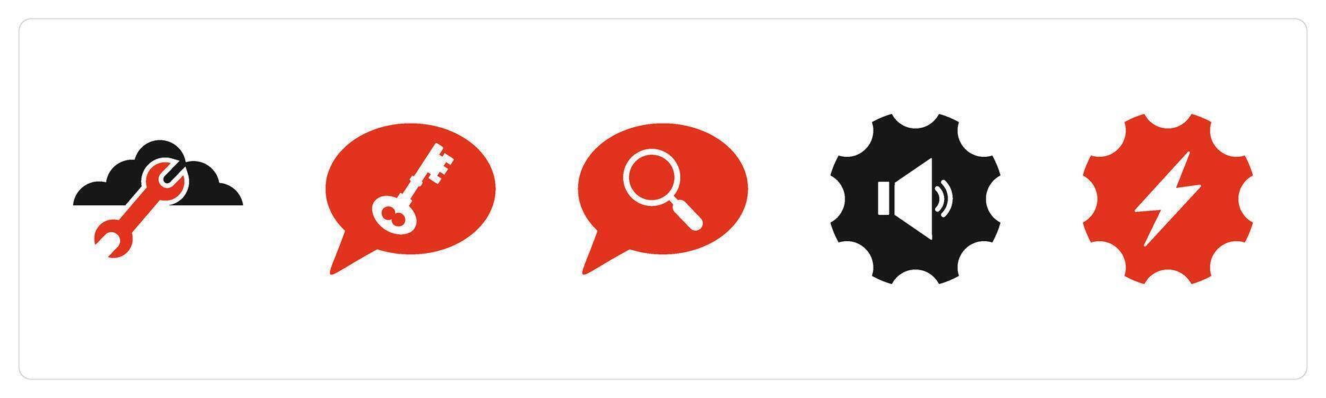 A set of 5 Contact icons as cloud setting, message security, search message vector