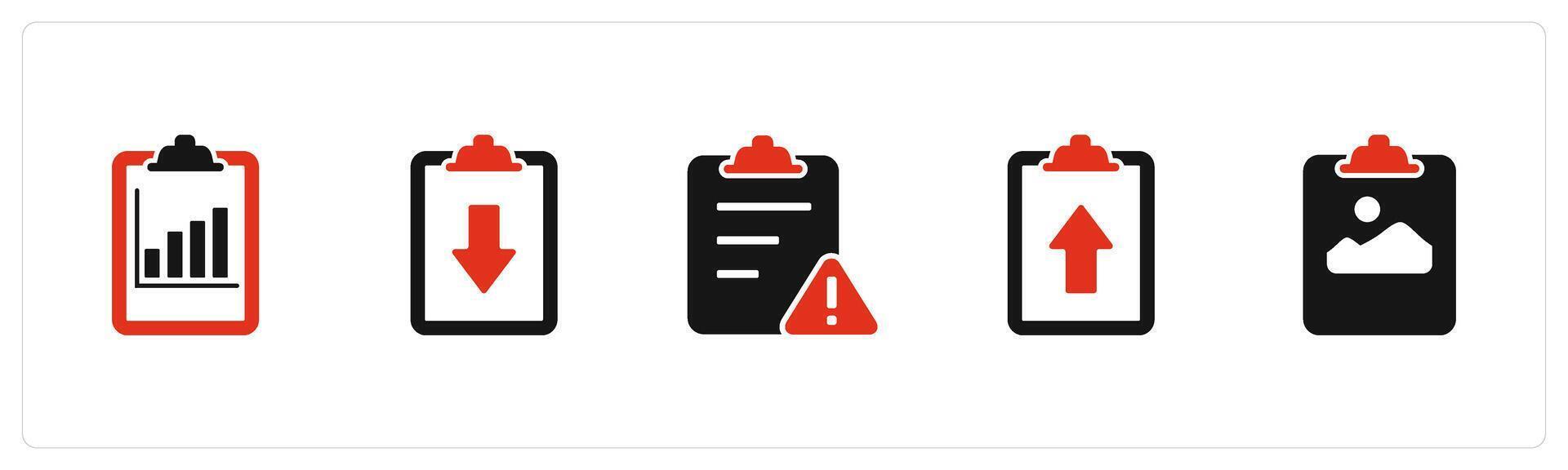 A set of 5 Document icons as graph document, download page, page maintenance vector