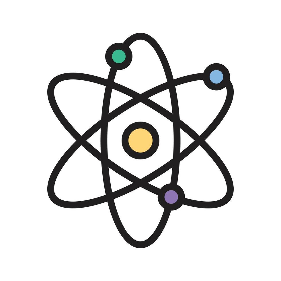Icon showing an atom, with electrons orbiting the nucleus, representing physics vector