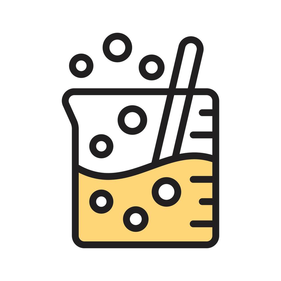 Chemical beaker with liquid bubbling, representing an ongoing experiment vector