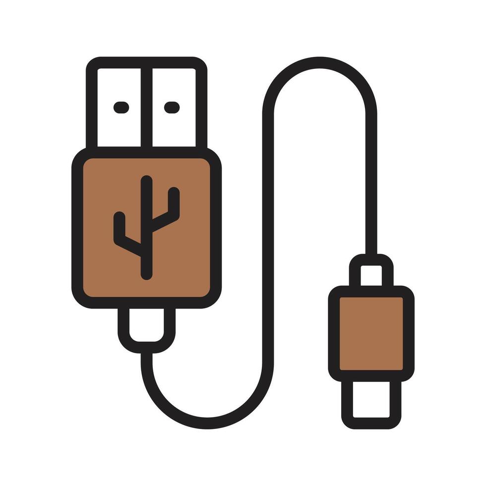 USB connector cable for data transfer between devices vector