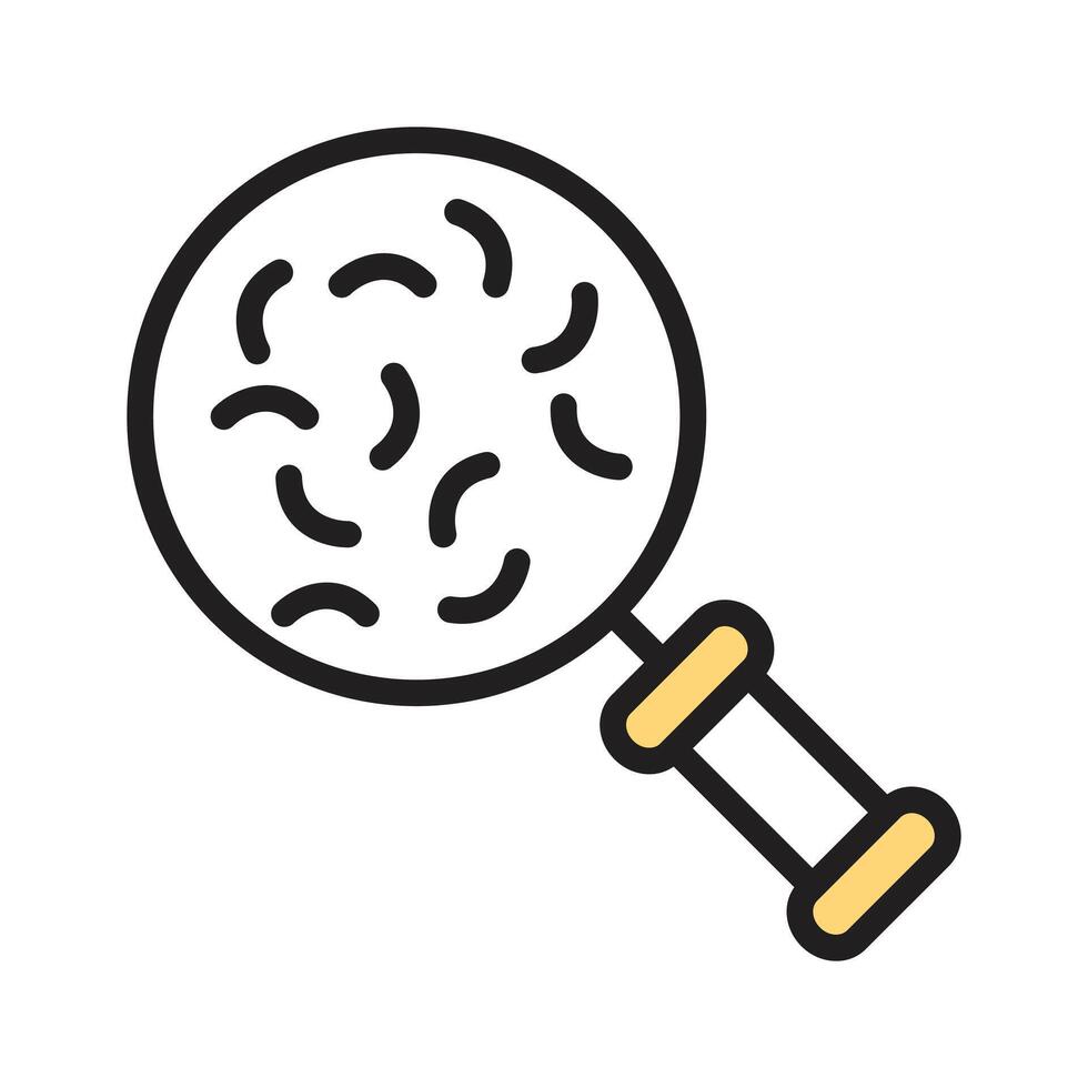 Magnifying glass focusing on cells, symbolizing microscopic examination and biology vector