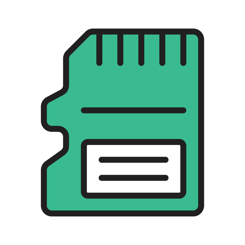 Small SD card for data storage and transfer in electronic devices vector