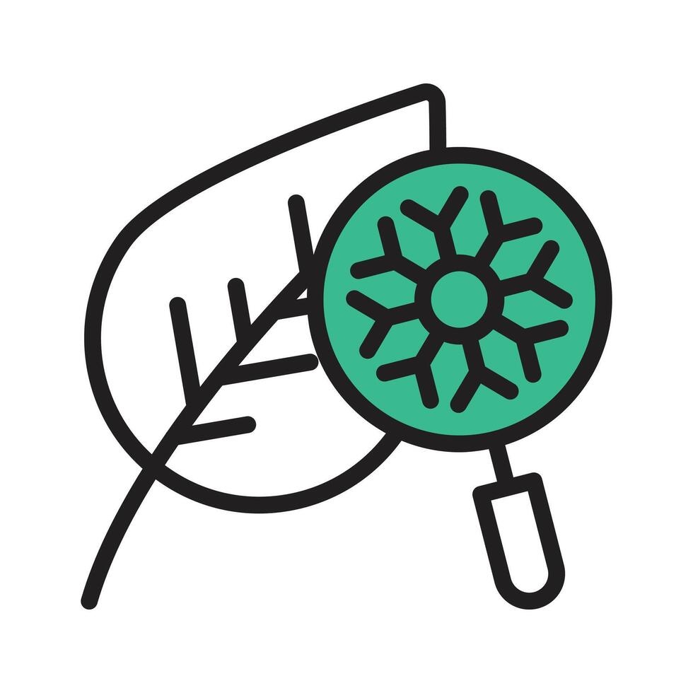 A magnifying glass inspecting a virus for medical or technological threats vector