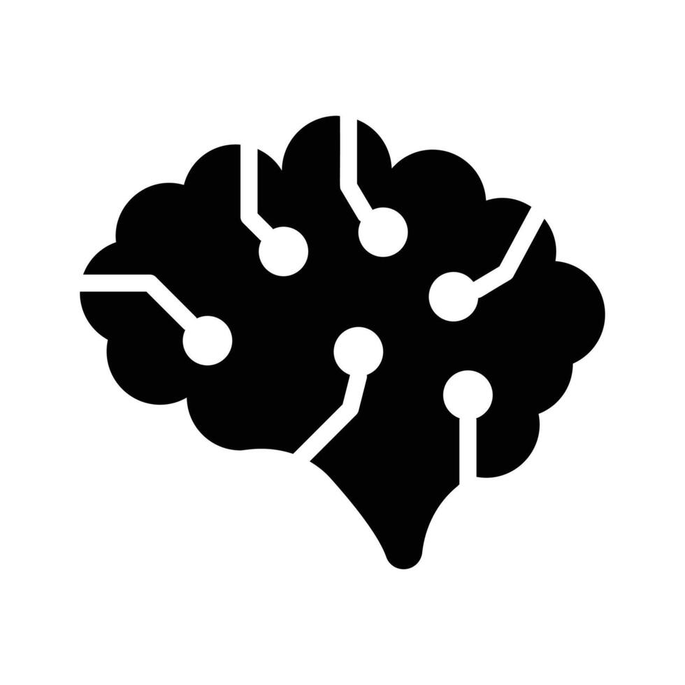 An AI brain icon representing artificial intelligence and machine learning vector