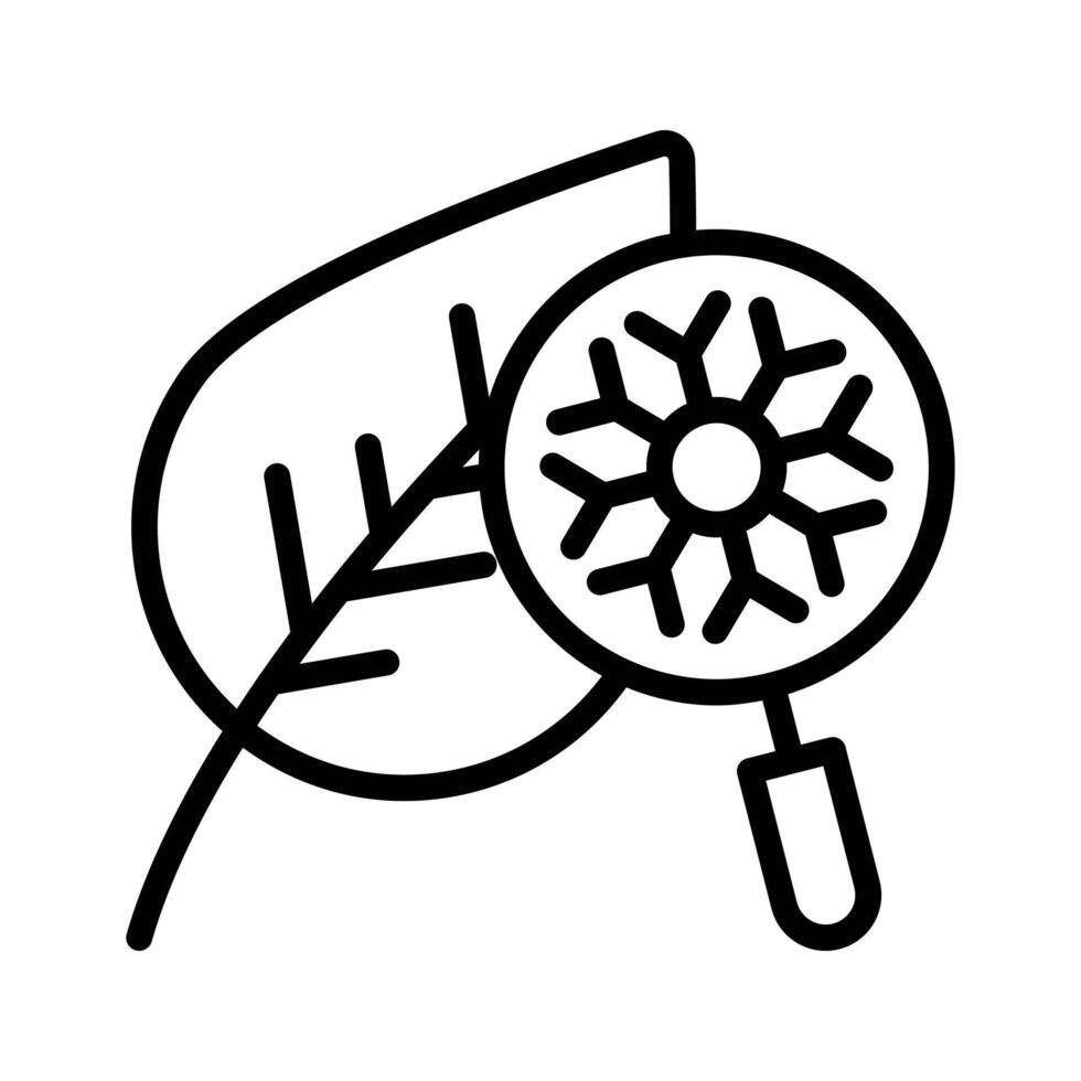 A magnifying glass inspecting a virus for medical or technological threats vector