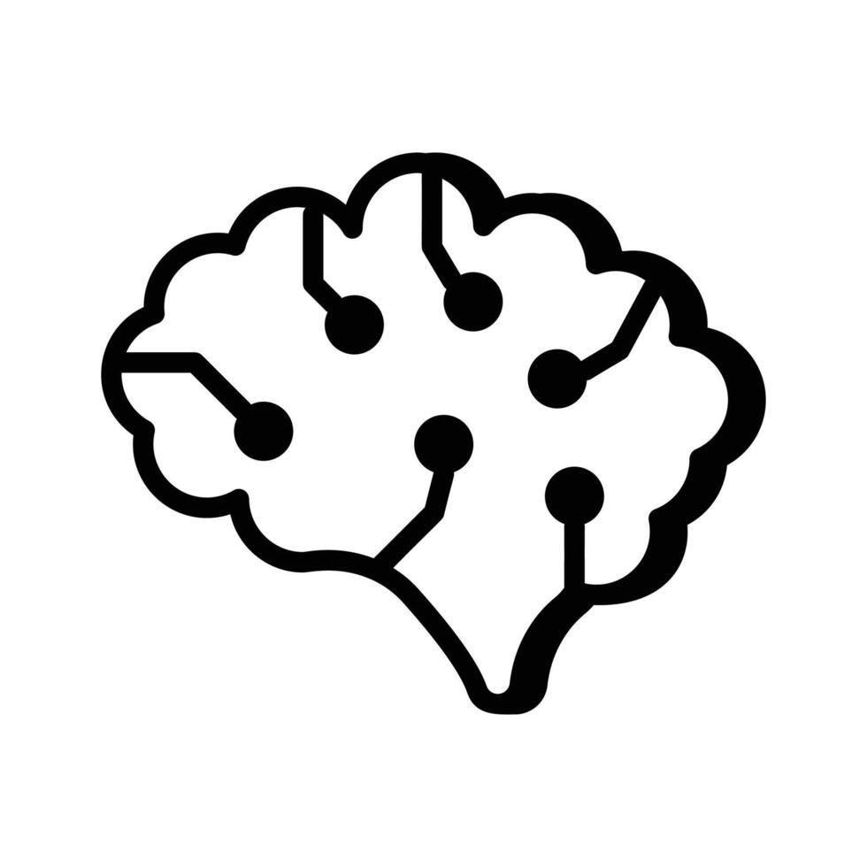 An AI brain icon representing artificial intelligence and machine learning vector