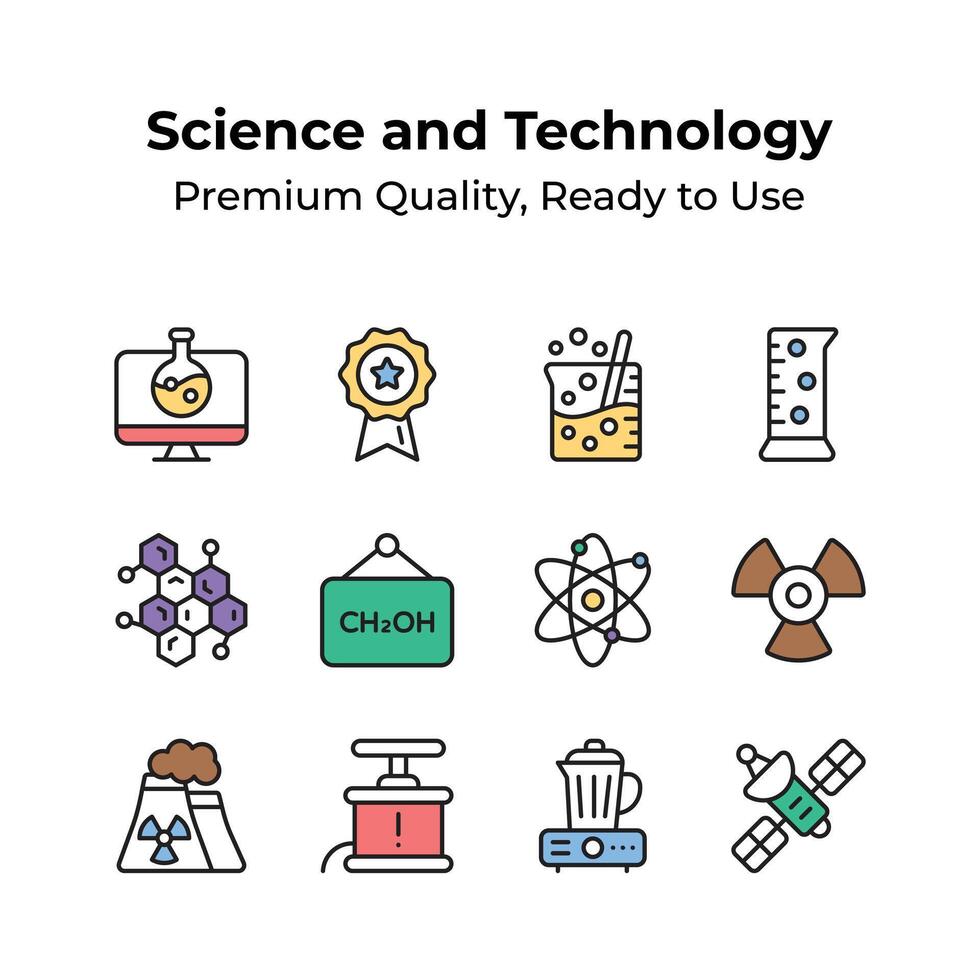 Grab this amazing set of science and technology icons vector