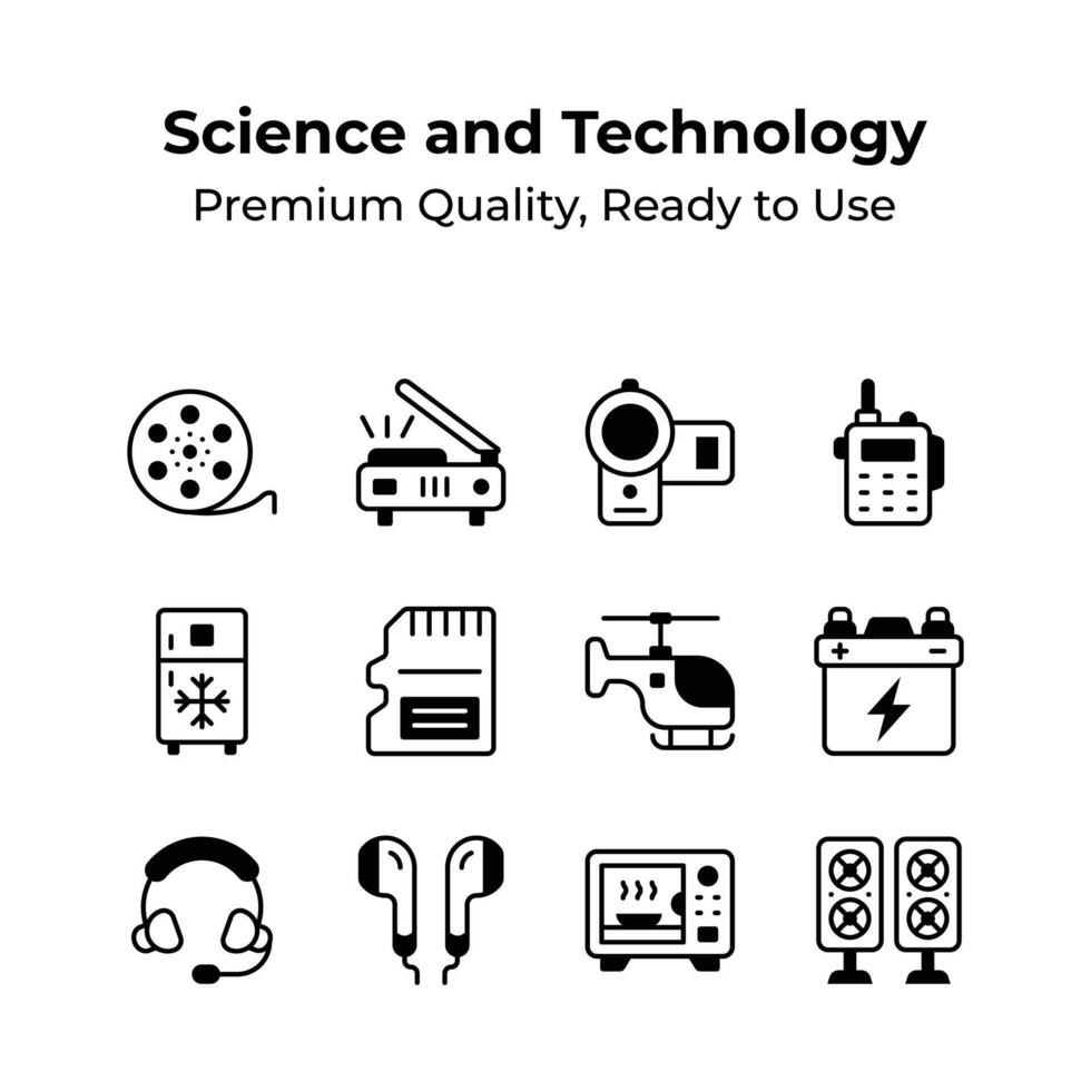 Set of science and technology icons in modern style vector