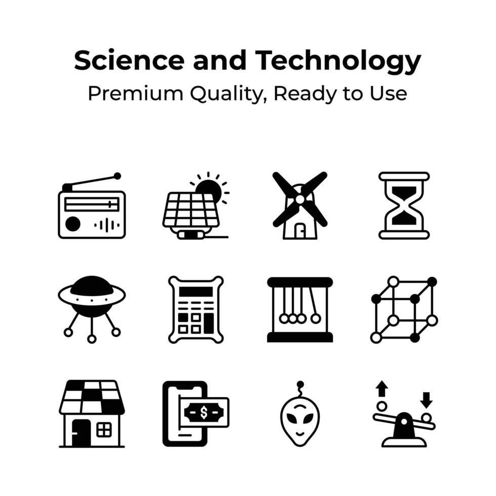 Premium quality science and technology icons in modern style vector