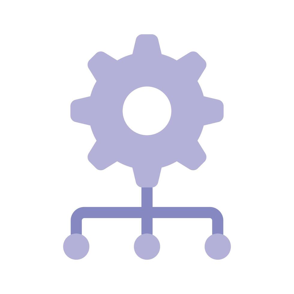 A gear connected to a network, symbolizing network configurations or IT setups vector