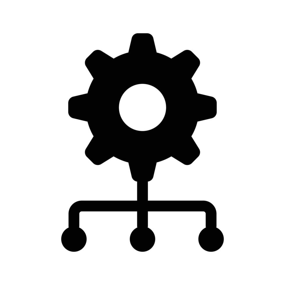 A gear connected to a network, symbolizing network configurations or IT setups vector