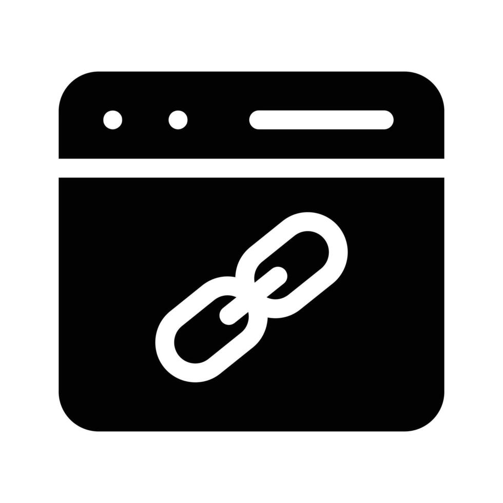 A web browser window with a link symbol, representing internet navigation vector