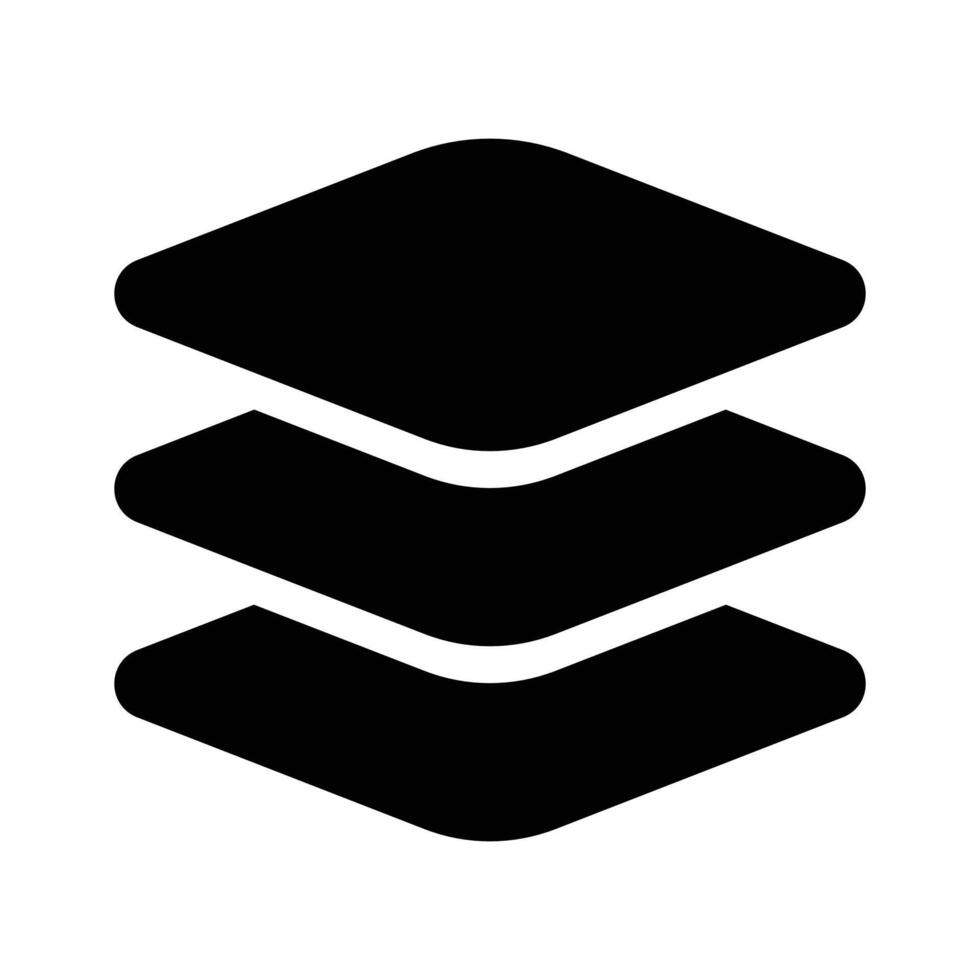 Three stacked layers, representing layers in design, data, or construction vector