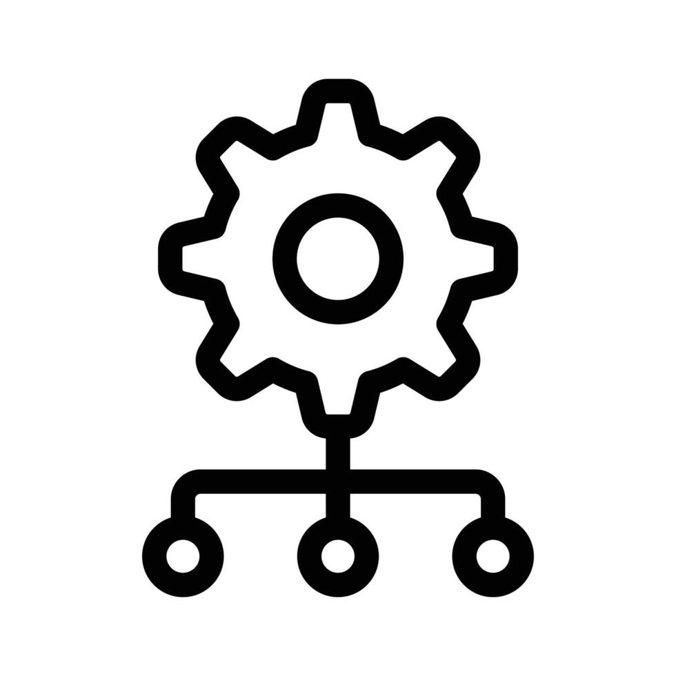A gear connected to a network, symbolizing network configurations or IT setups vector