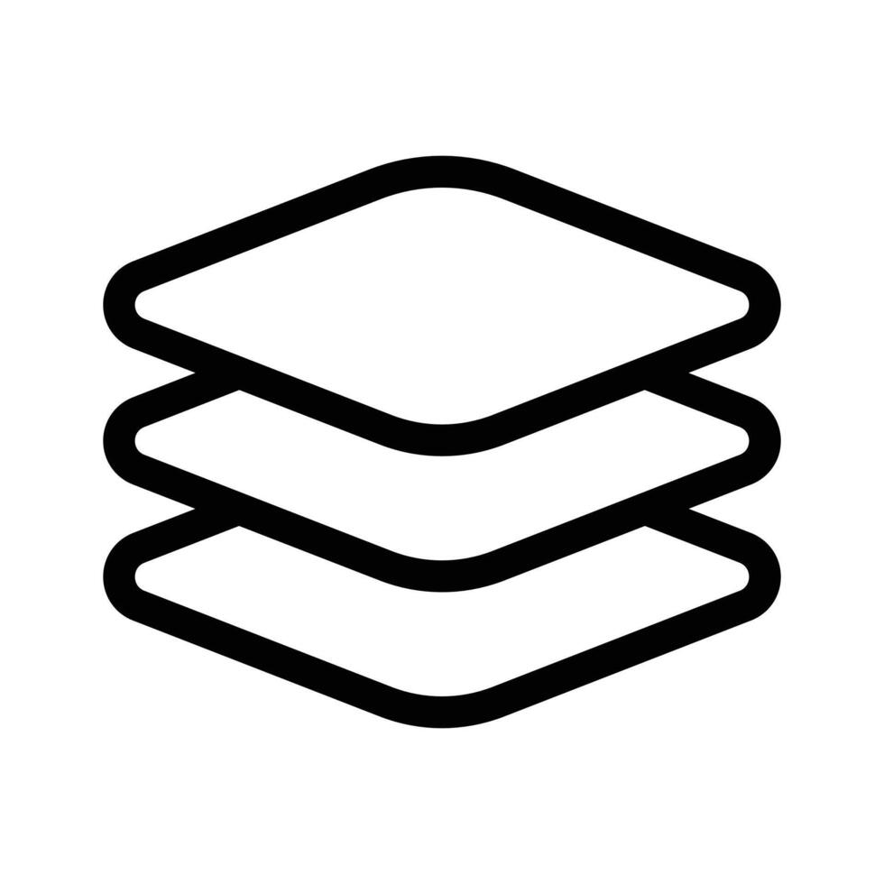 Three stacked layers, representing layers in design, data, or construction vector