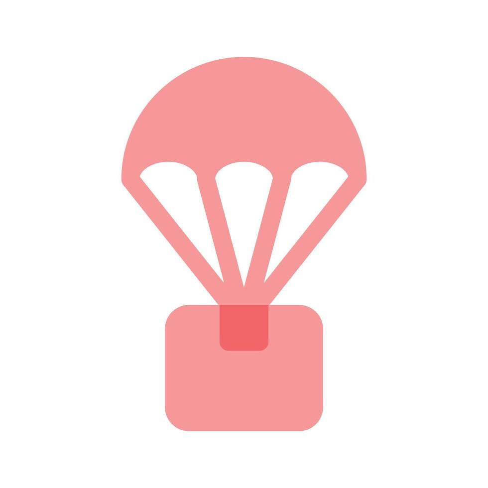 A parachute attached to a package representing shipping, delivery, or airdrop icon vector